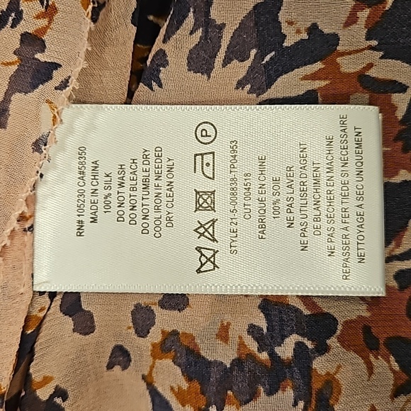 💕JOIE💕 Chelsse Short Sleeve 100% Silk Blouse Top ~ Pale Mauve Print L NWT - Picture 15 of 15